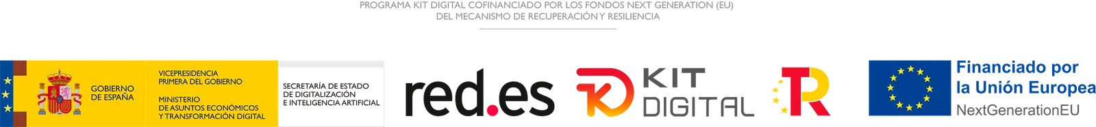 Gobierno de España, Red.es, Kit Digital, Plan de Recuperación, Transformación y Resiliencia. Financiado por la Unión Europea, NextGenerationEU